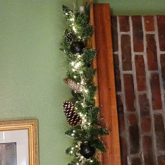Festive Green Pine Garland with Pinecones and Bells - Picture 3 of 8